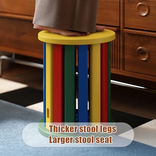 Juego de 4 taburetes apilables, mesas nido redondas portátiles, asiento de bar sin respaldo para el hogar, cocina y ducha - imagen 3