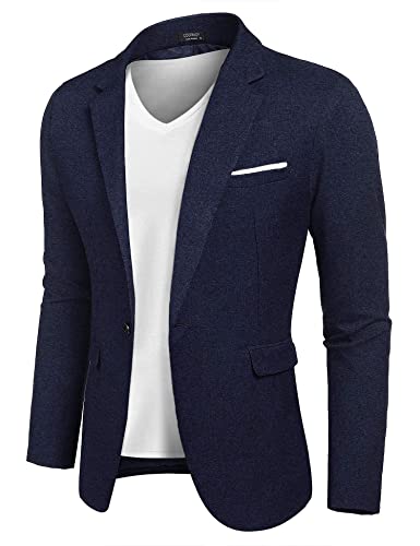 COOFANDY Mens Blazer Casual Suit Jacket Business Jacket Regular Fit Casual Jackets Sports Coat Navy Blue M
