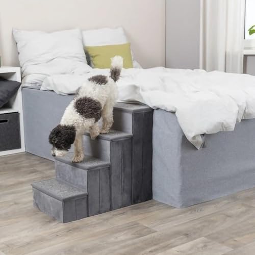 Foldable 3-Step Pet Stairs with Hidden Storage, Non-Slip Soft Plush Steps for Dogs & Cats, Lightweight & Sturdy, Supports Up to 150 Lbs for Beds & Sofas