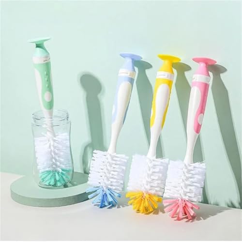 Brosse pour biberons et tasses à long manche rotatif - Lot multicolore - 3
