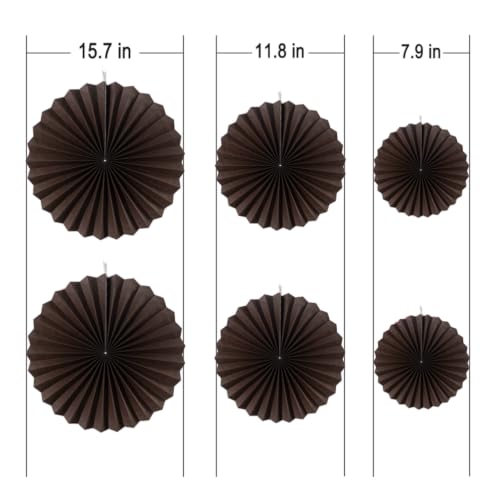 Image of MOWO Brown Paper Fans Hanging Decoration, 6pc | birthday graduation wedding retirement nuetral baby shower new year party decoration