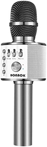 BONAOK Wireless Bluetooth Karaoke Microphone, 3-in-1 Portable Handheld Mic Speaker for All Smartphones,Gifts for Boys Kids Adults All Age Q37(Space Gray)