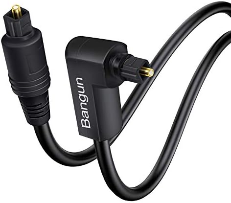 Optical Cable (2m) 90 Degree Optical Audio Cable, Slim Digital SPDIF Audio Optical Cable, 360 Degree Right Angle Fiber Optic Toslink Cable for Sound Bar, TV, PS4, Xbox, Home Theater