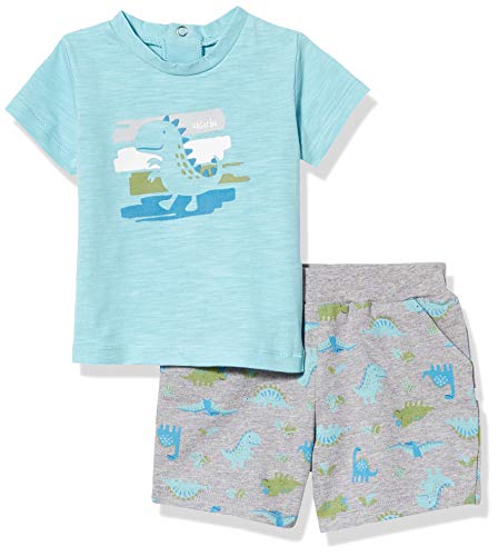 absorba Baby Boys Sleeves T-Shirt and Shorts, Azurine/Grey Heather, 0-3 Months