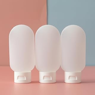 Soft Silicone Travel Jars Set (3 Pack 60ML) - Reusable Mini Containers for Liquids, Perfect for Carry-On & Gym Bag - White