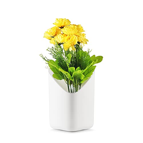 Image of BLUME Prism Wall Hanging Planter Flower Pot | Hook Hanging Plastic Plant Pot Container Set For Indoor, Outdoor Living, Home, Gardening- Set Of 1,White
