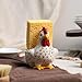 Bicuzat Ceramic Retro White Rooster Shape Sponge Holder for Kitchen Sink, Compact Sink Caddy Organizer, Scouring Pad and Dish Sponge Holder, A