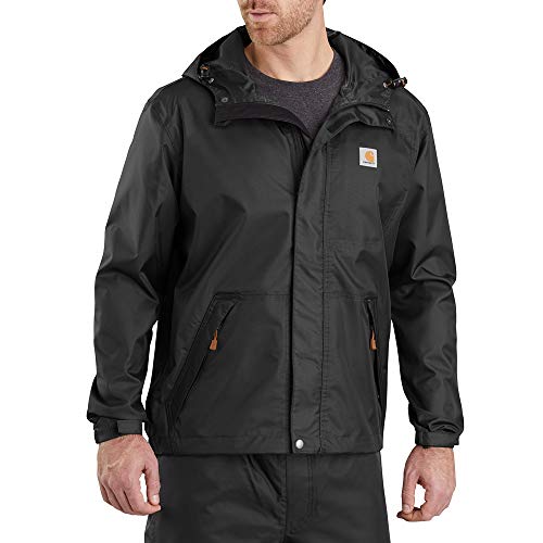 Carhartt Men's Loose Fit Midweight Rain Jacket, Black, X-Large Tall