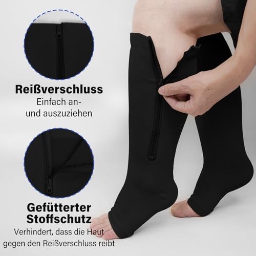 Kompressionsstrümpfe mit Reißverschluss für Damen und Herren