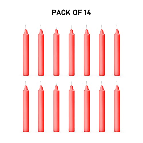 Image of AuraDecor Pack of 14 Stick Candles || Especially Meant for Healing, Chakras, Ritual Candles, Decoration, Lighting, Home Decor || Burning Time 3 to 4 Hours Each (Red) ,Wax