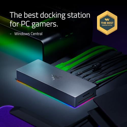 Image of Razer Thunderbolt 5 Dock Chroma: 10 Ports w /M.2 Storage Slot - Triple 4K Displays at 144 Hz or Single 8K at 60 Hz - Thunderbolt Share Enabled - 140W Power Delivery - Connect 3 TB5 Devices - Black