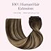 GOO GOO Wire Hair Extensions Human Hair, 4/27/4 Chocolate Brown with Caramel Blonde Balayage 18inch 95g, Invisible Wire Hair Extensions with Transparent, Seamless Fish Line Hairpiece