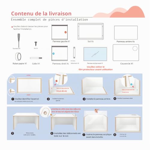 Niteangel Boîte de Fouille Visible pour Hamster Syrien, Roborovski, Campbell, Gerbilles, Souris, Lemmings, Dégus ou Autres Petits Animaux (Couleur du Grain du Bois) – vue 5