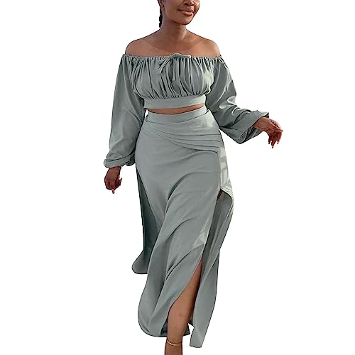 Jupe maxi taille haute à fente et haut épaules dénudées pour sublimer la silhouette