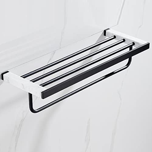 Étagère de salle de bain avec porte-serviettes en marbre robuste