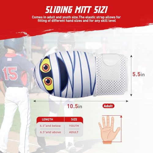 HolyElks Sliding Mitt,Baseball Sliding Mitt,Protective Baserunning Sliding Gloves,Baseball Protective Equipmen,Youth and Adult Sizes,Left + Right Hand,Hand Protector for Running (Mummy, Youth) by HolyElks - Image 5