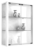 hängevitrine glas ikea Holzstruktur-Nachbildung VCM Wandvitrine Sammelvitrine Glasvitrine Wand Vitrine Regal Schrank Glas Hängevitrine mit LED-Beleuchtung Weiß \