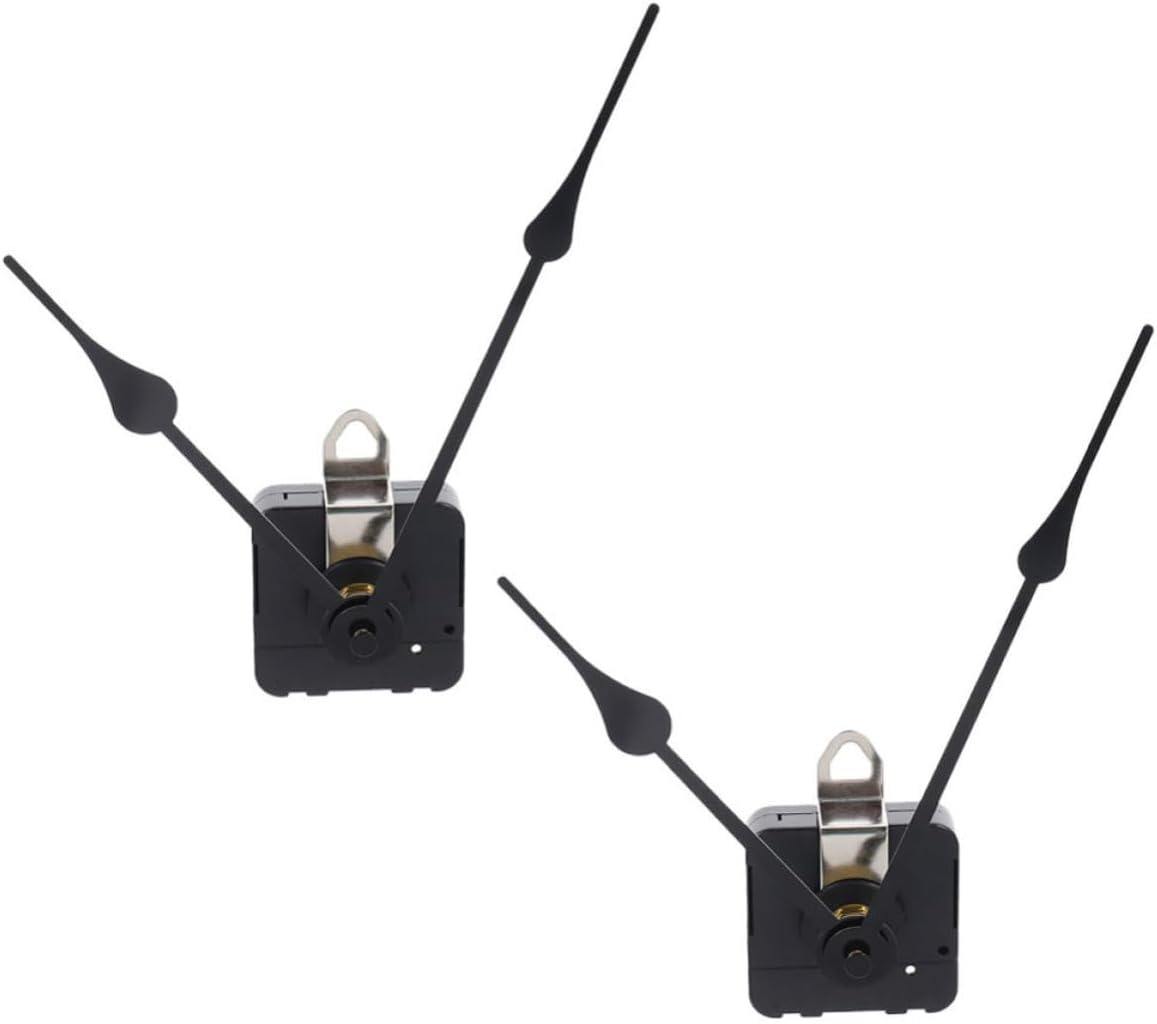 Holibanna 2 Sets Silent Quartz Clock Mechanism Black Metal and Abs Clock Hands Suitable and Handicraft Repair Featuring Accurate Silent Movement and 13mm Axial Length