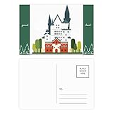 Tamaño: 14,6 x 9,8 cm. Juego de 20 tarjetas postales de buena suerte con diseño de castillo de cisne de Alemania
