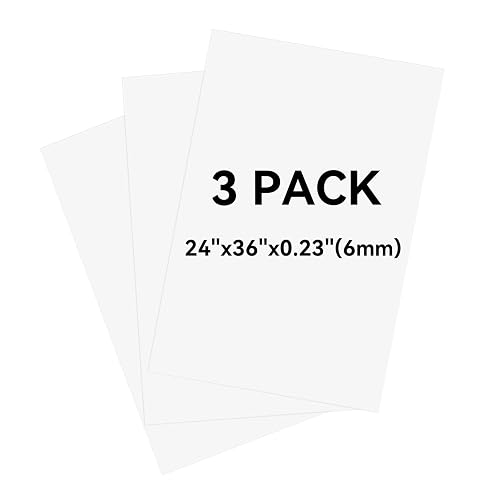 Foam Board 24x36 Inch, 3 Pack White Poster Board, 0.23 Inch Thick | High-Grammage Paper Facing, Lightweight, Easy to Cut and Draw, Painting, Display & Crafts