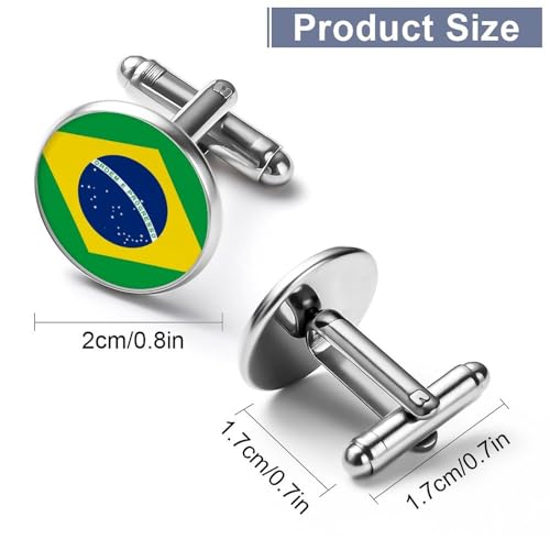 Mancuernillas clásicas para hombre con bandera de Brasil miniatura 3