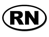 BW Oval RN Sticker (Registered Nurse car Decal (3 x 5 in)