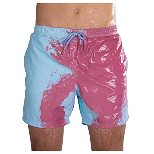 JiaMeng-ZI Shorts de Playa para Hombres Que Cambian de Color Traje de baño Deportivo de Verano Respirable Secado rápido Bañador de Surf Pantalones Cortos de natación
