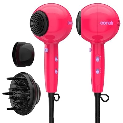 Conair Cake Pop Hair Dryer, Blow Dryer w/Diffuser & Concentrator, Pink