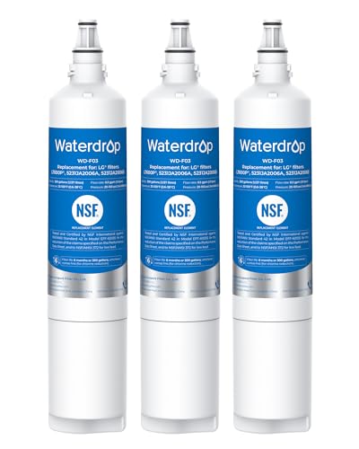Image of Waterdrop 5231JA2006A Replacement for LG® LT600P® Refrigerator Water Filter, fml-2, KENMORECLEAR® 46-9990, KENMORE® 9990, 5231JA2006B, RWF1000A, LFX25960ST, LSC27931ST, 3 Filters