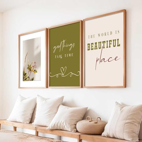 Image of HOTHOUSE Decorative Abstract Wall Art Home Decor Modern Painting poster With Frame For Living Room Bed Room Hotel Wall Decor Digital Reprint Set of 3 (13X17 inch)