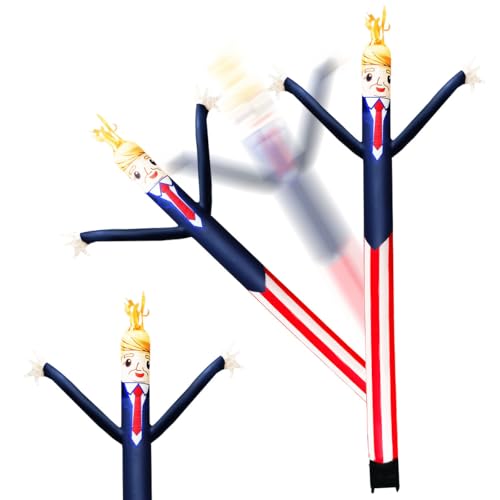 8ft Inflatable Air Waving Dancer with Blower Set Blow Up Inflate Donald Trump 4th July Sky Dancing Puppet for Veterans Day Inflatable Christmas Decorations for Independence Day