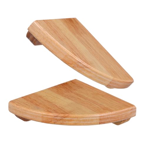 ADOCARN 2pcs Fan-Shaped Corner Shelf 6-Inch Rubberwood Wall Mounted Floating