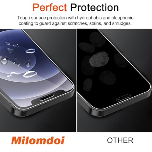 Image of Milomdoi 3 Pack Screen Protector for Apple iPhone 12 with 3 Pack Tempered Glass Camera Lens Protector, Ultra 9H Accessories, Case Friendly, Mounting Frame, 2.5D Curved, Transparent
