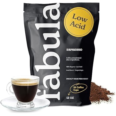 Fabula USDA Organic Espresso Coffee, Freshly Ground Espresso Low Acid Coffee, Non-GMO, No Molds, Mycotoxins Pesticides Free, Single Origin Coffee 12 oz Cover