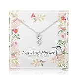 MILEPOSTJEW Maid of Honour Infinity Crystal Necklace, Silver Chain Wedding Gift, Bridal Party Jewellery