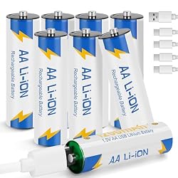 MESSULE USB-C Rechargeable AA Batteries (1200mAh) – 8 pack.