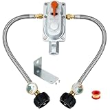Skyflame 2-Stage Auto Changeover Propane Gas Rv Regulator Kit with 2PCS Gauges and 12-Inch Braided Connection Hoses for Dual Propane Tank RV Trailers Camper
