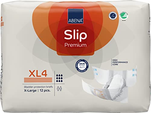 ABENA Slip Premium - Almohadillas de incontinencia todo en uno para hombres y mujeres, almohadillas de incontinencia ecológicas para mujer, almohadillas de incontinencia para hombre, XL 4, cintura de