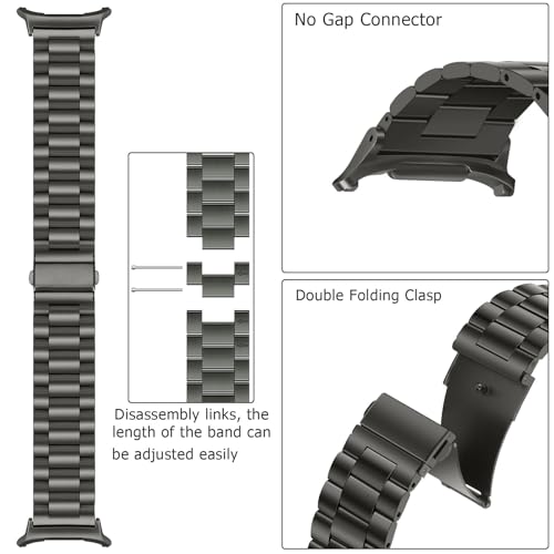 Image of Anlinser No Gap Bands Compatible with Samsung Galaxy Watch Ultra 7 /6 /5 /4 /FE Band 44mm 40mm /Watch 6 Classic Band 47mm 43mm /Watch 5 Pro 45mm /Watch 4 Classic, 20mm 22mm Metal Strap for Women Men