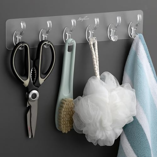 Image of SIGNAMIO 6-in-1 Wall Hooks for Hanging - Heavy Duty Hooks for Wall Heavy Items - Self Adhesive Wall Hook Plate - Sturdy - Ideal for Home and Office