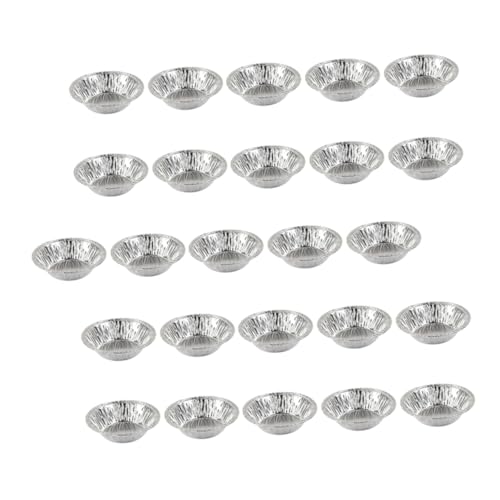 healvian 250個 使い捨て丸型エッグタルト型 ベーキングトレー 耐熱錫製 カップケーキカップ 焼き菓子用 滑り止めフルーテッドエッジ 製菓道