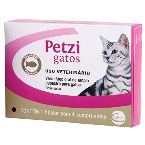 Vermífugo Palatável Ceva Petzi Gatos 600 mg - 4 Comprimidos