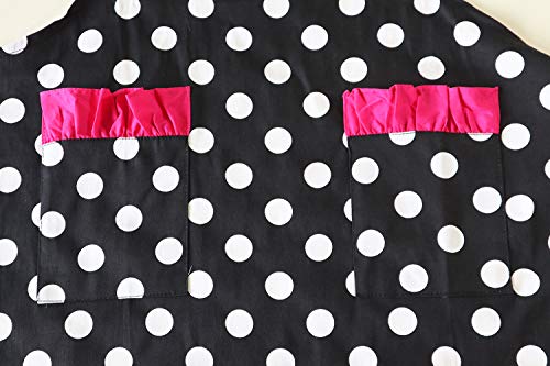Retro 50S Polka Dot Apron Ruffle Vintage Cooking Kitchen Cute Apron With Pockets For Women Girls #TOP5