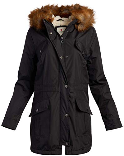 URBAN REPUBLIC Women's Winter Jacket - Heavyweight Water Resistant Expedition Faux-Fur Lined Parka Jacket , Size M, Black