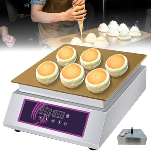 Máquina eléctrica para hacer soufflé, máquina comercial para hacer panqueques dorayaki, rango de temperatura: 0-260°, con cubierta de acero inoxidable(Single Board)