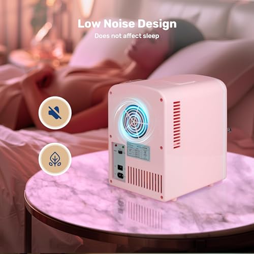 InfiniPower 4L/6 Can Mini Fridge with Observation Window, Portable AC/DC Cooler & Warmer Beverage for Skincare, Drinks, Bedroom, Dorm, Car, Office, Pink by InfiniPower - Image 6