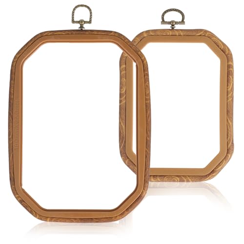 Elegaperma 2pcs Embroidery Hoop Frame 2 Size Decorative Embroidery Hoop with Hanging Ring for Displaying Cross Stitch Art for Beginners & Enthusiasts