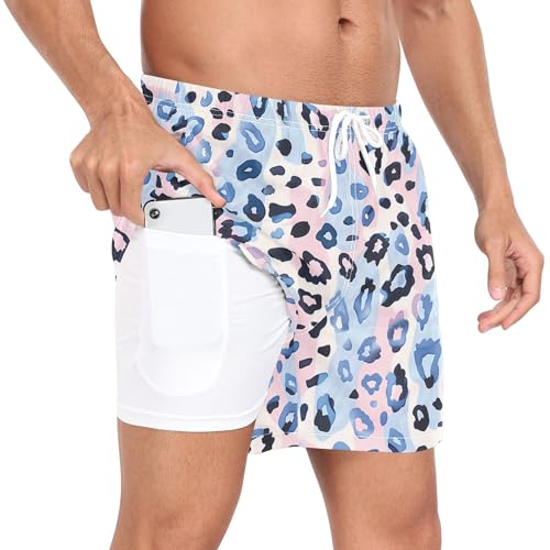 Men's Board Shorts Swim Trunks with Compression Liner Quick Dry Swimwear Running2