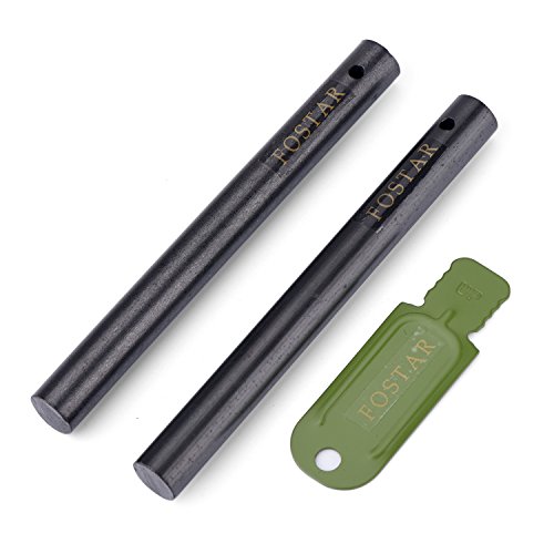 FOSTAR 2PCS Upgrade Ferro Rod Flint Fire Starter, 1/2 Inch X 5 Inch Thick Fire Steel Rod with a Scraper Drilled A Lanyard Hole Perfect for Camping, Hiking, Survival by FOSTAR - Used condition - US$10.78