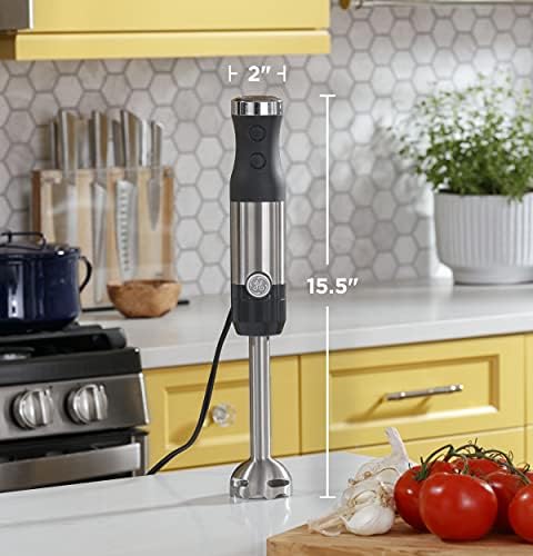 GE Immersion Blender | Handheld Blender for Shakes, Smoothies, Baby Food & More | Includes Whisk & Blending Jar | 2-Speed | Interchangeable Attachment for Easy Clean | 500 Watts | Stainless Steel by GE - Image 4